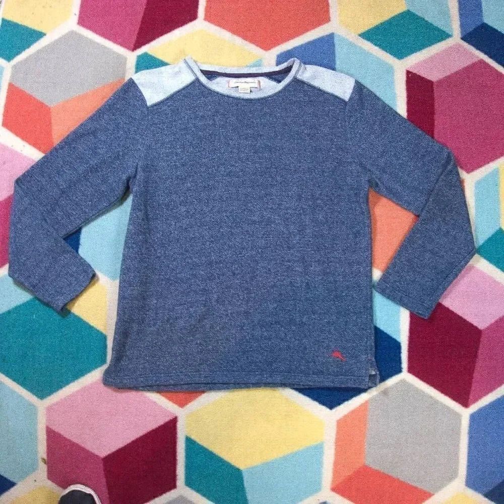 Tommy Bahama Blue Heather Long-Sleeve Sweatshirt with Light Blue Shoulder Panels
